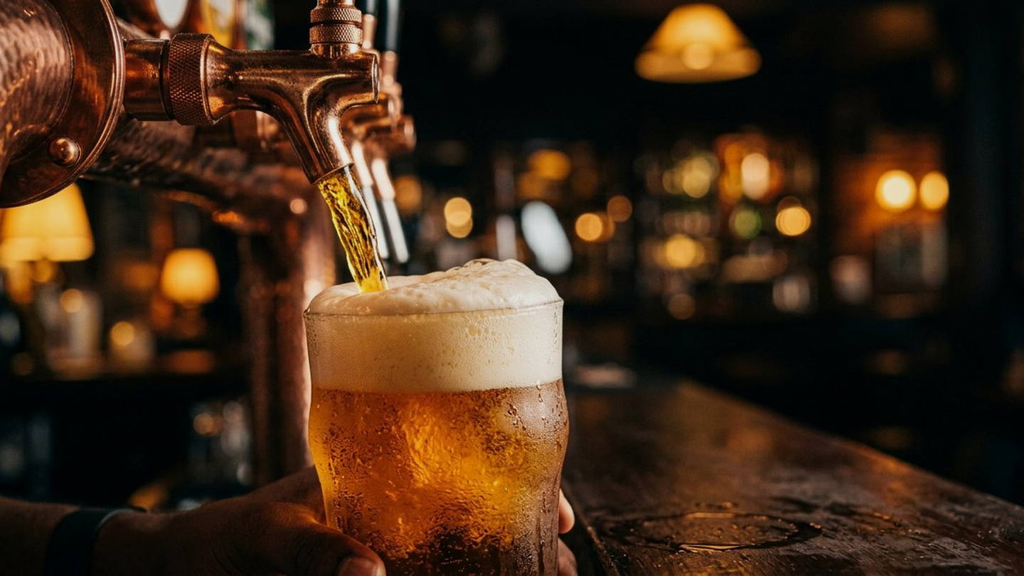 Spina di birra artigianale versata in un boccale al bancone de Il Birraio