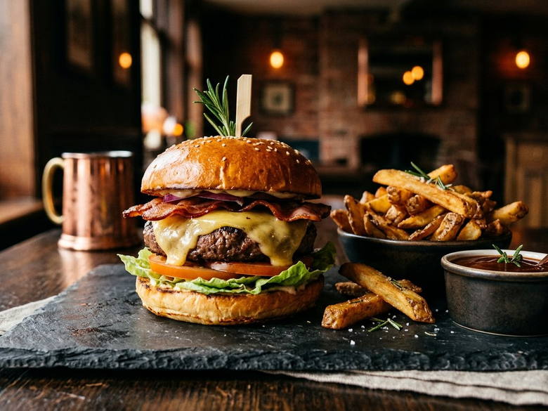 Burger di manzo con cheddar e bacon